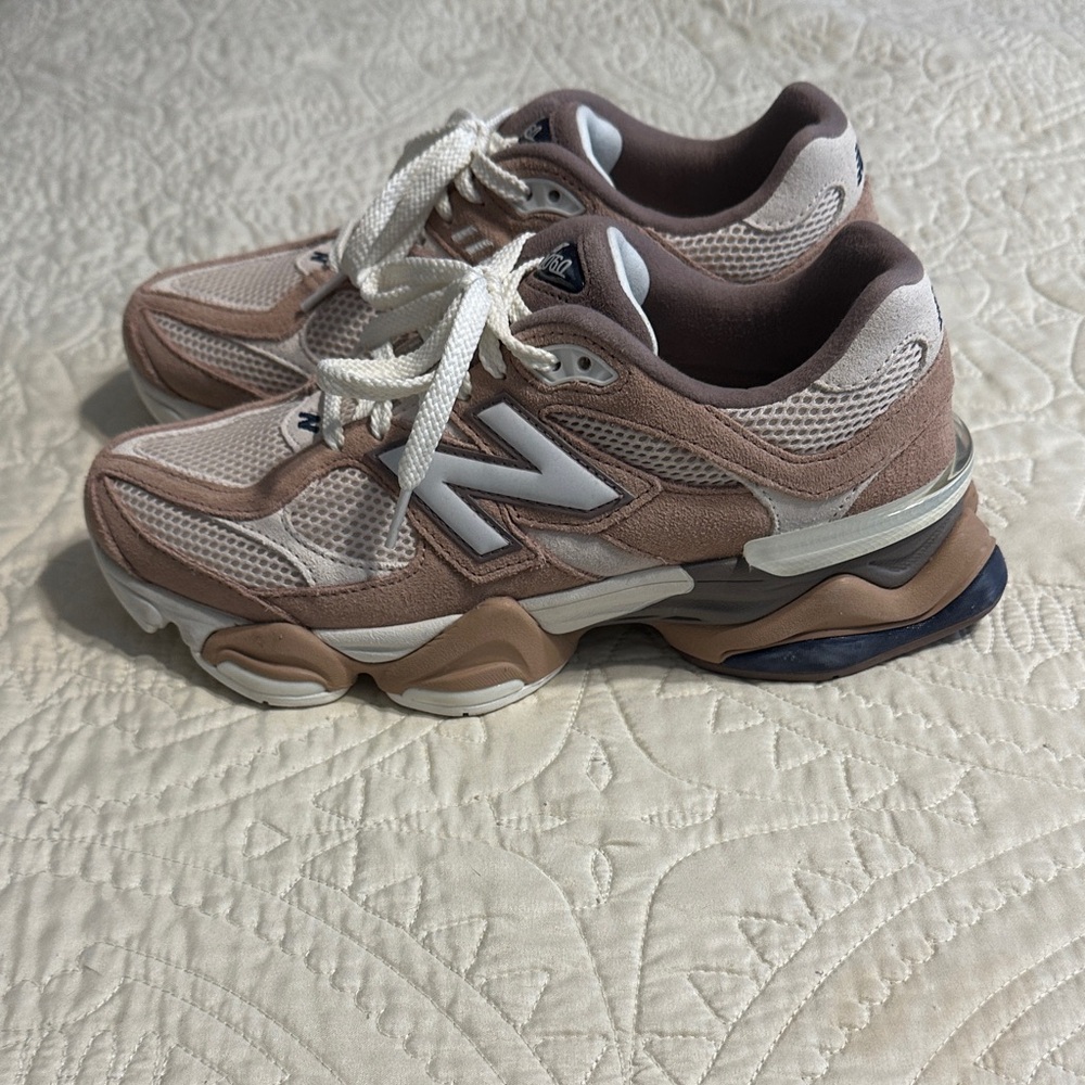New Balance Women's 9060 Sneakers in Taupe and Cream - Picture 2 of 6
